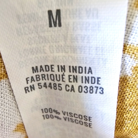 Aerie Floral Wrap Mini Dress Mustard & White Flutter Sleeve Size M cottagecore - Picture 7 of 8